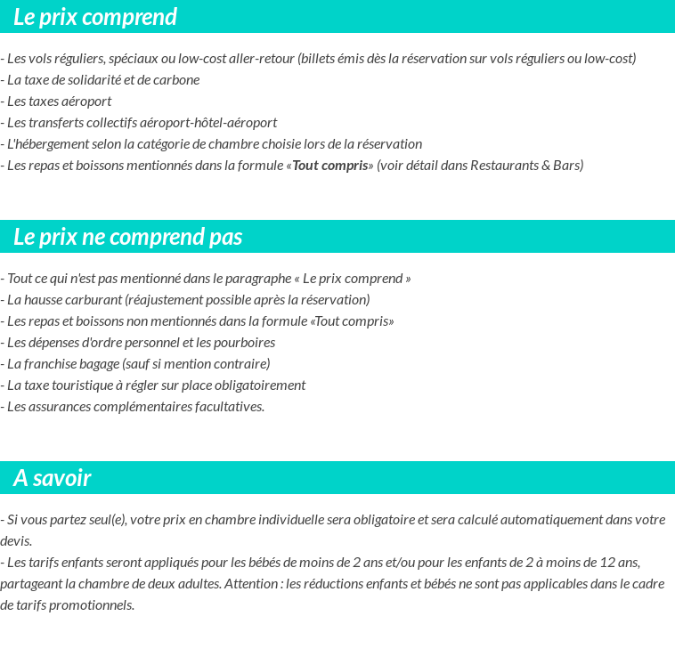 Conditions tarifaires