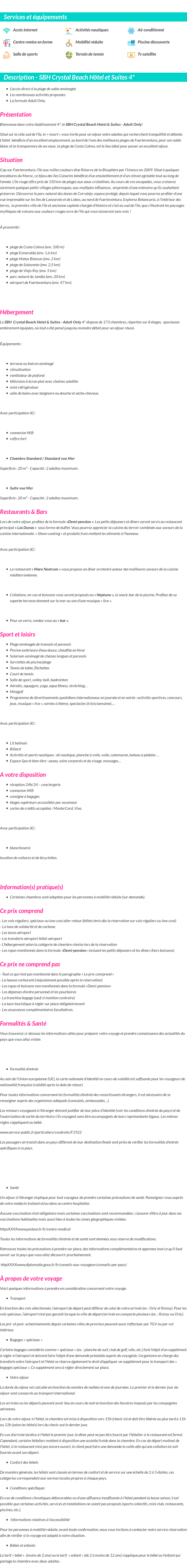 Détails du séjour