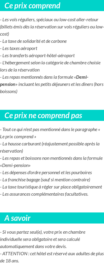 Conditions tarifaires