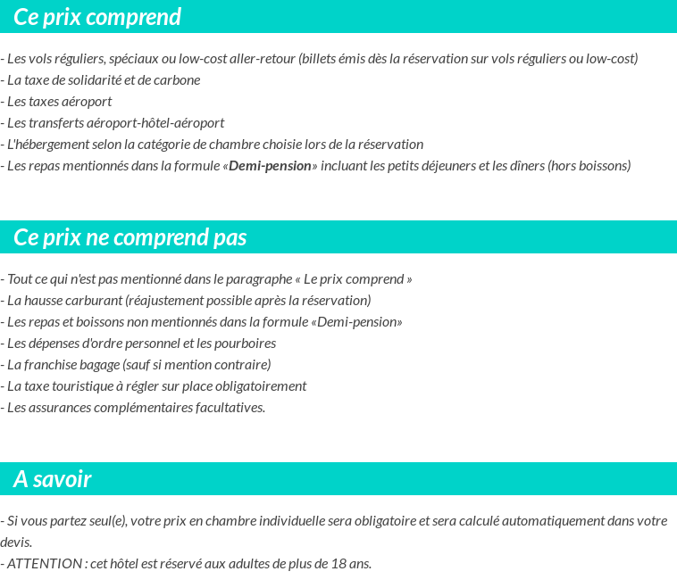 Conditions tarifaires