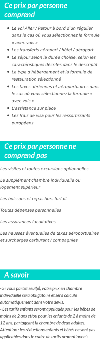 Conditions tarifaires