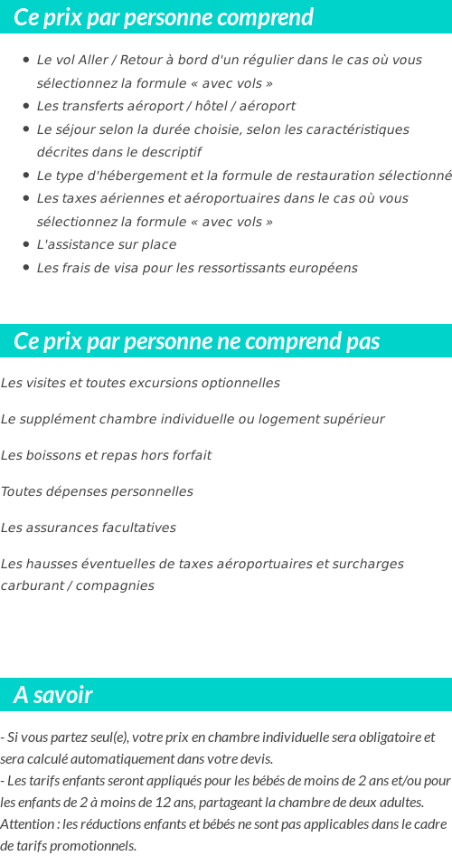 Conditions tarifaires