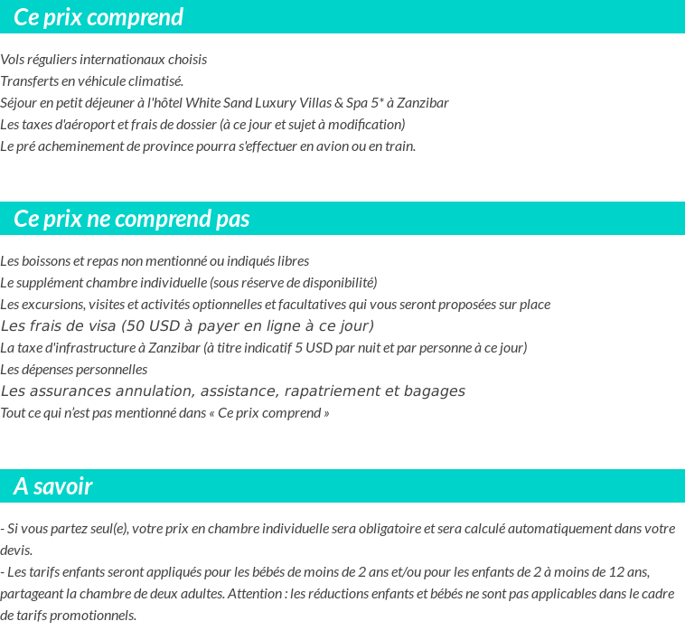 Conditions tarifaires