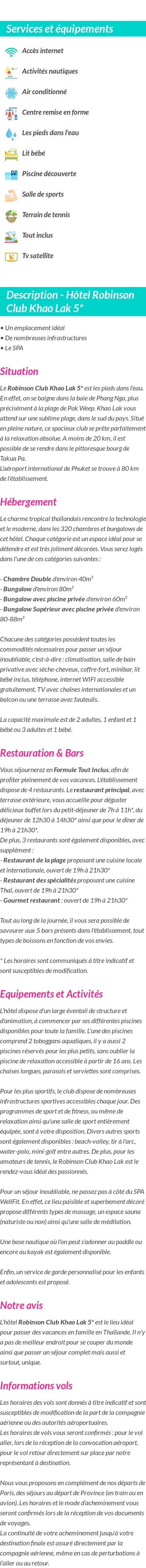 Détails du séjour