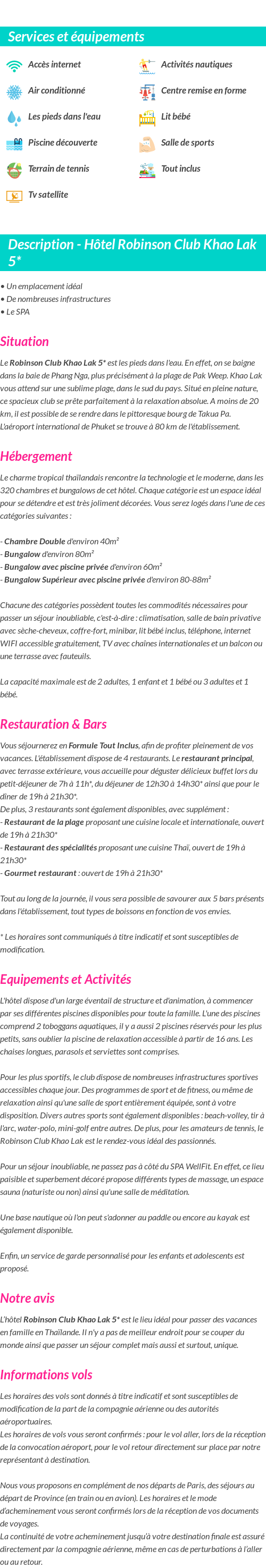 Détails du séjour