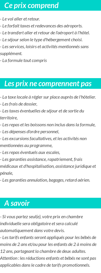 Conditions tarifaires