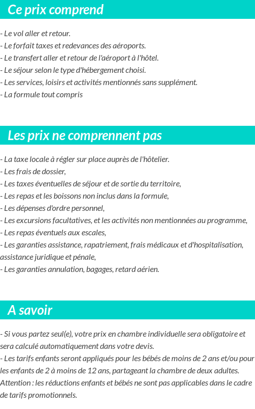 Conditions tarifaires