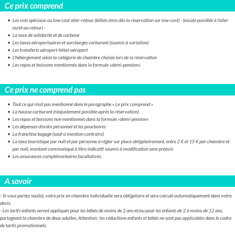 Conditions tarifaires