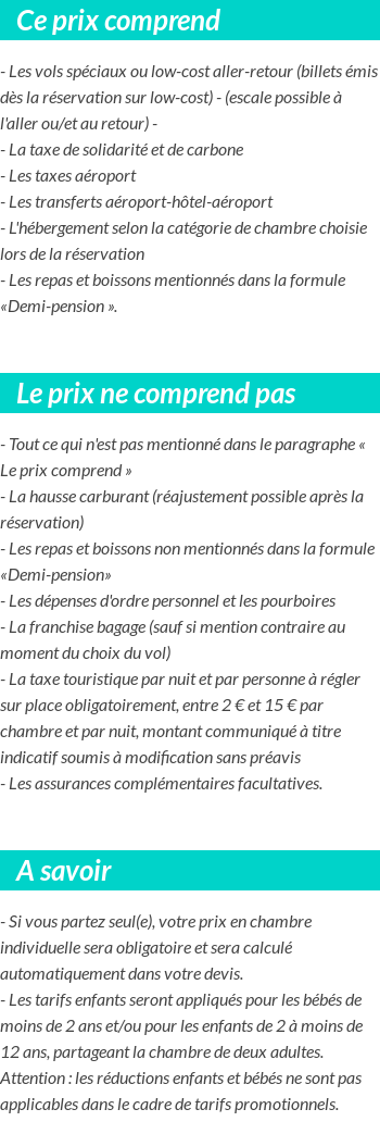 Conditions tarifaires