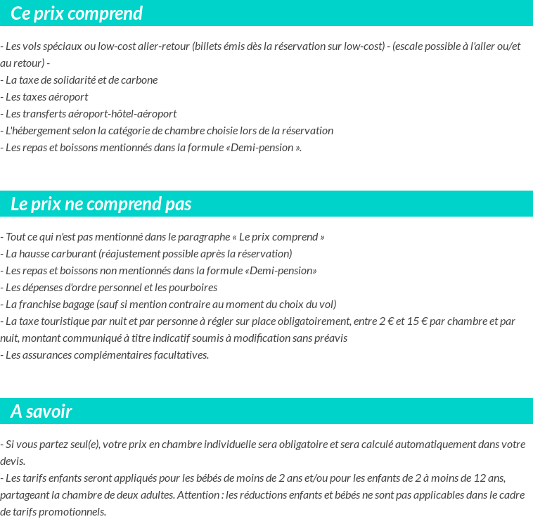Conditions tarifaires