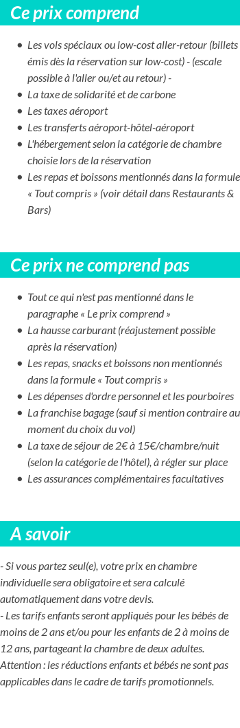 Conditions tarifaires