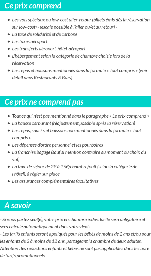 Conditions tarifaires