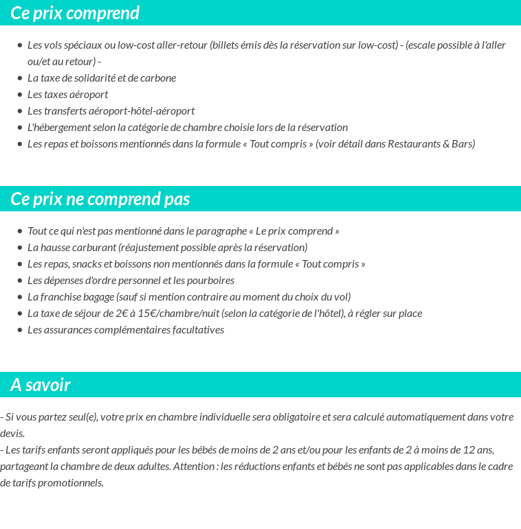 Conditions tarifaires