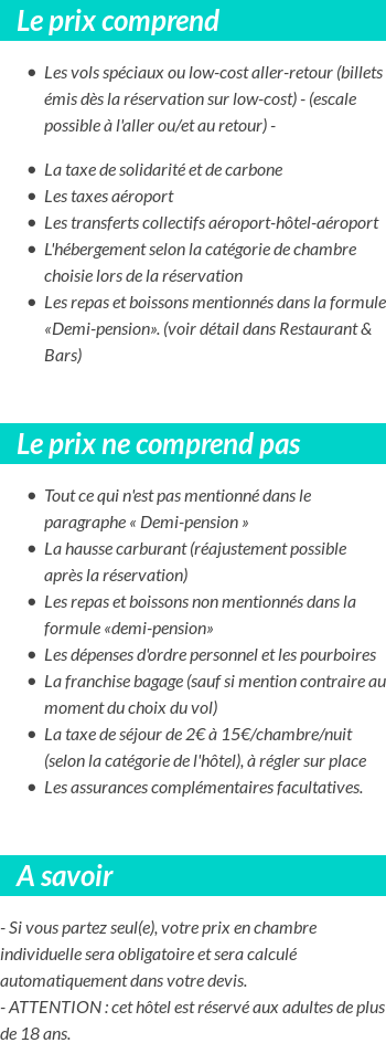 Conditions tarifaires