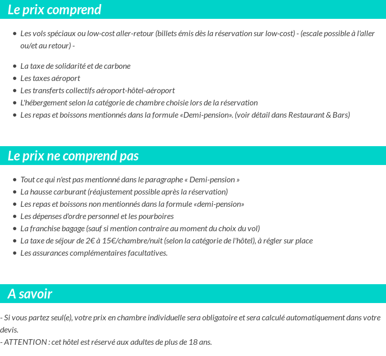 Conditions tarifaires