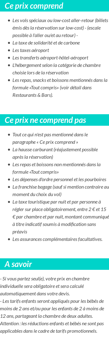 Conditions tarifaires