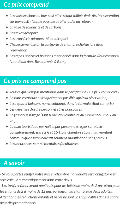 Conditions tarifaires