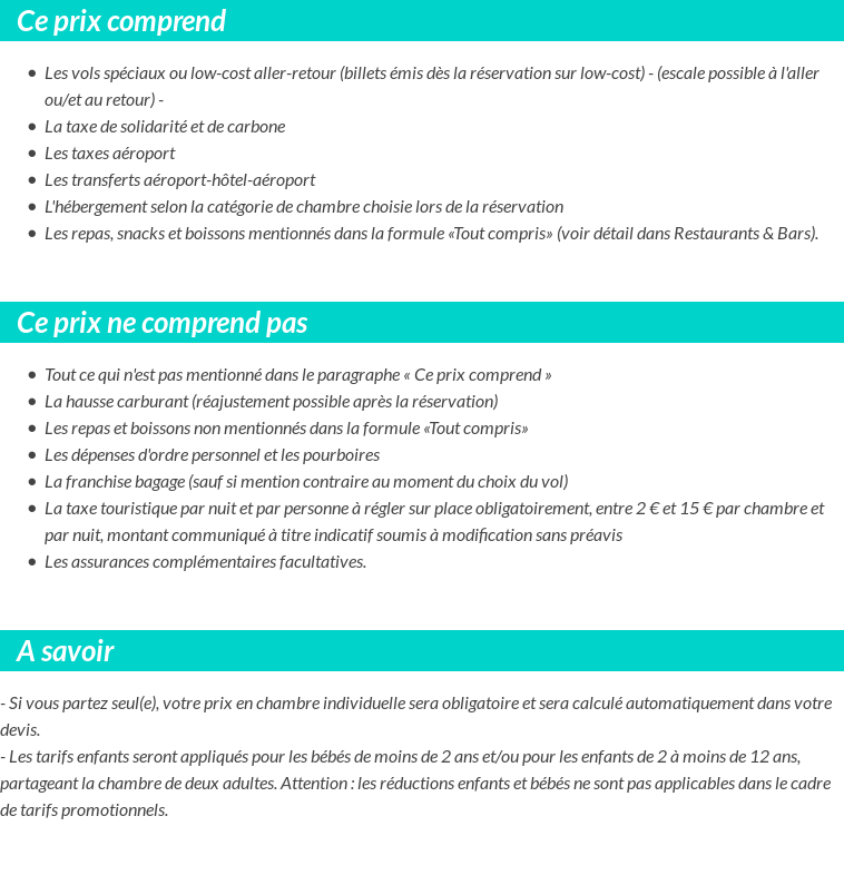 Conditions tarifaires