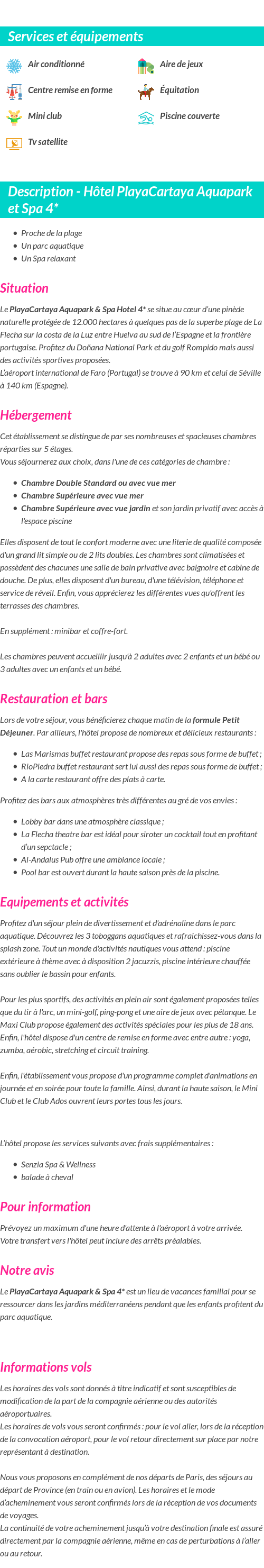 Détails du séjour
