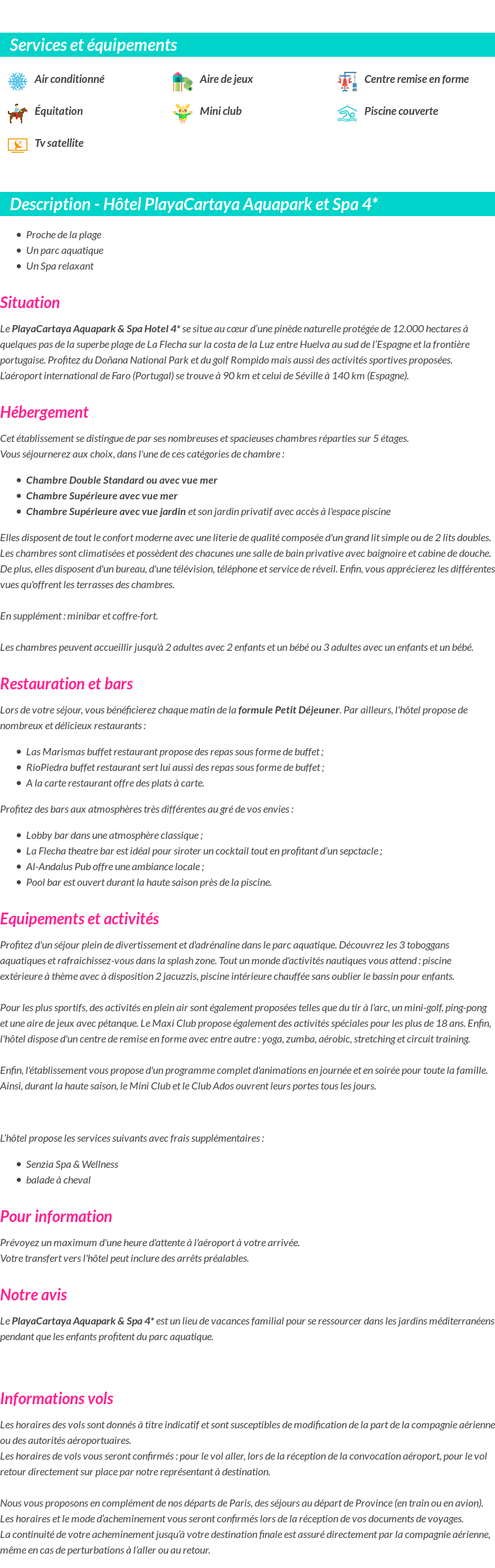 Détails du séjour