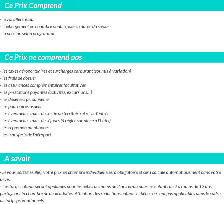 Conditions tarifaires