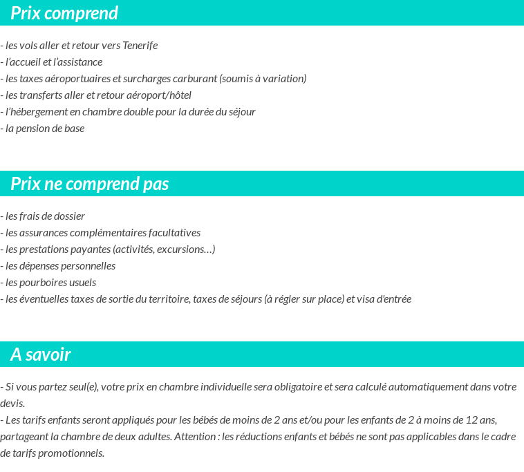 Conditions tarifaires