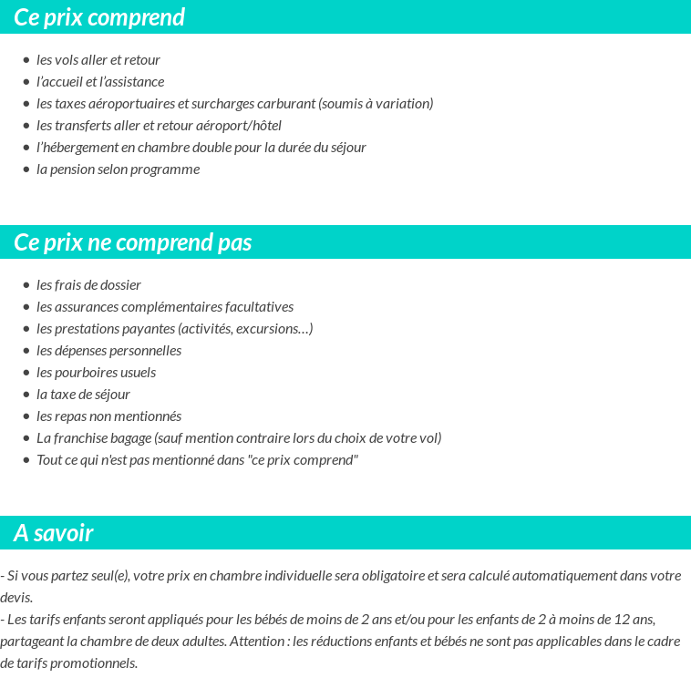Conditions tarifaires