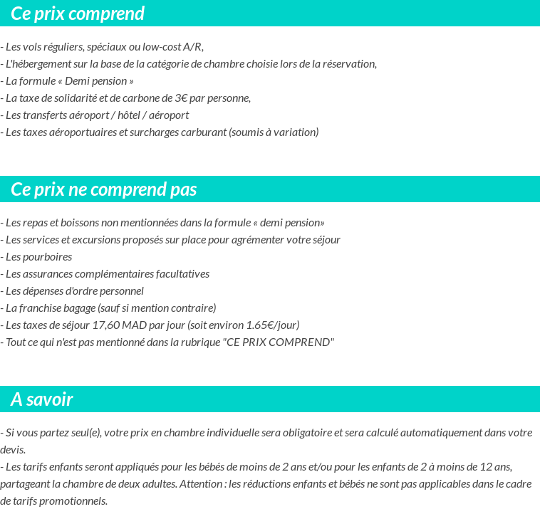 Conditions tarifaires