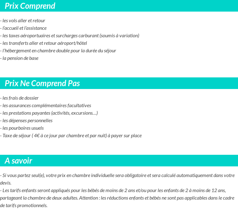 Conditions tarifaires