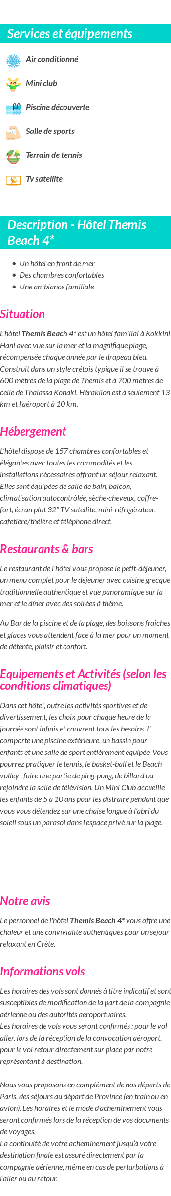 Détails du séjour