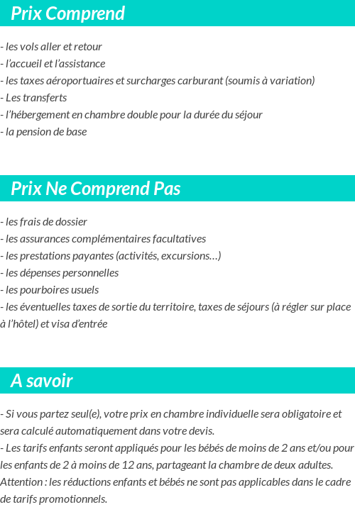Conditions tarifaires