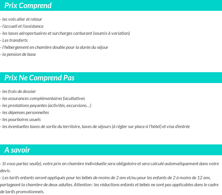Conditions tarifaires