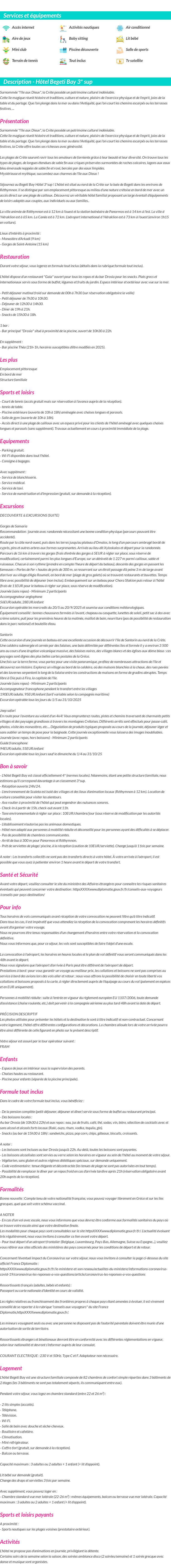Détails du séjour