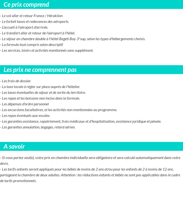 Conditions tarifaires