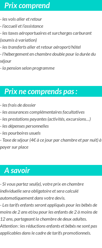 Conditions tarifaires