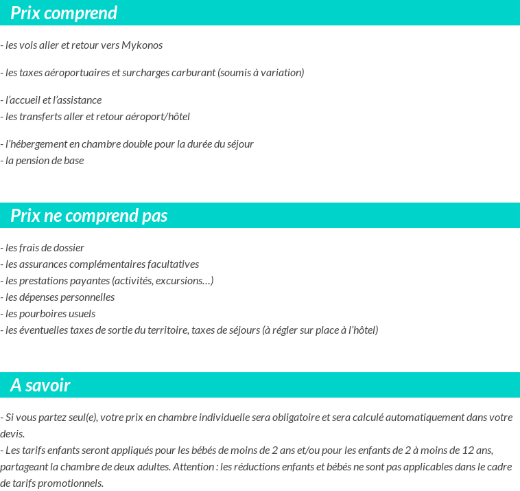 Conditions tarifaires