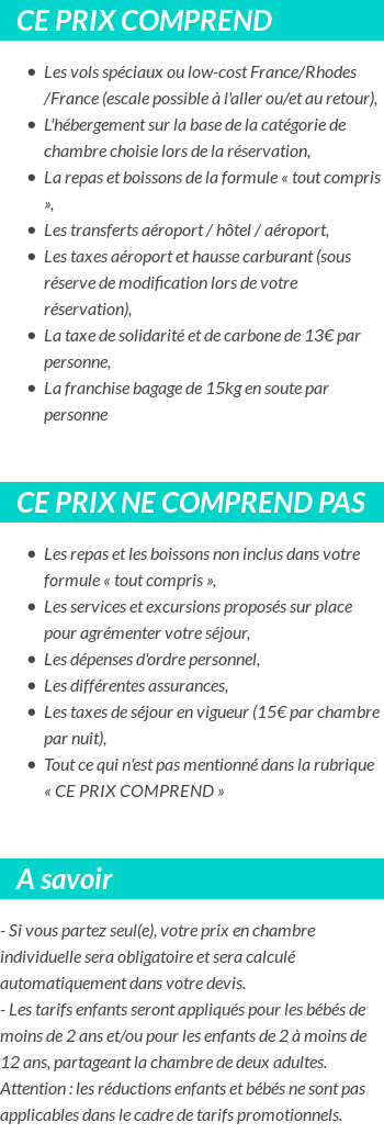 Conditions tarifaires