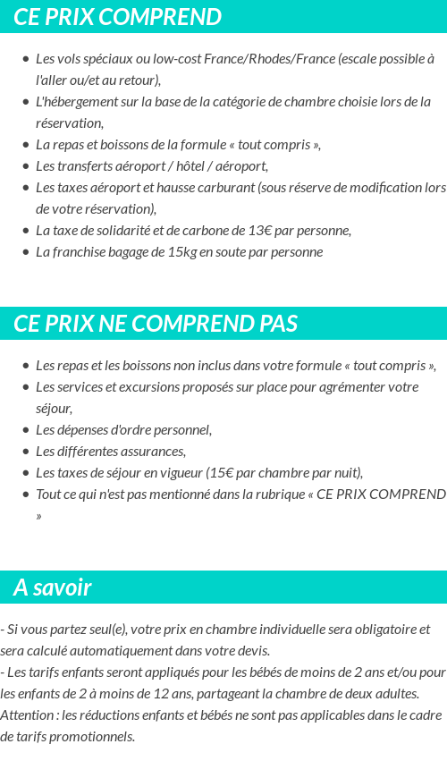 Conditions tarifaires