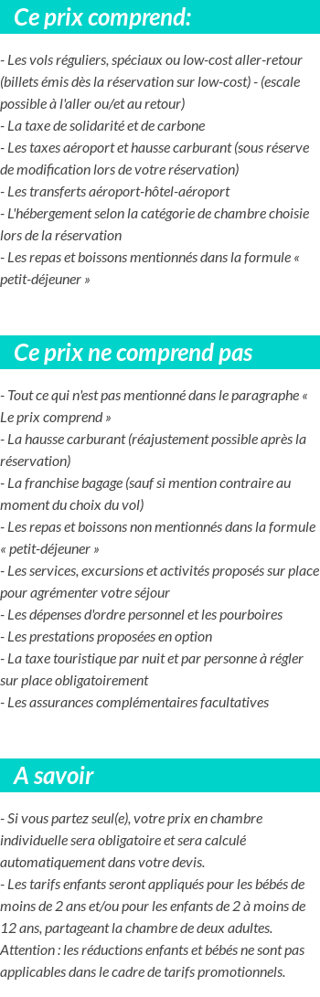 Conditions tarifaires