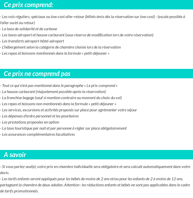 Conditions tarifaires