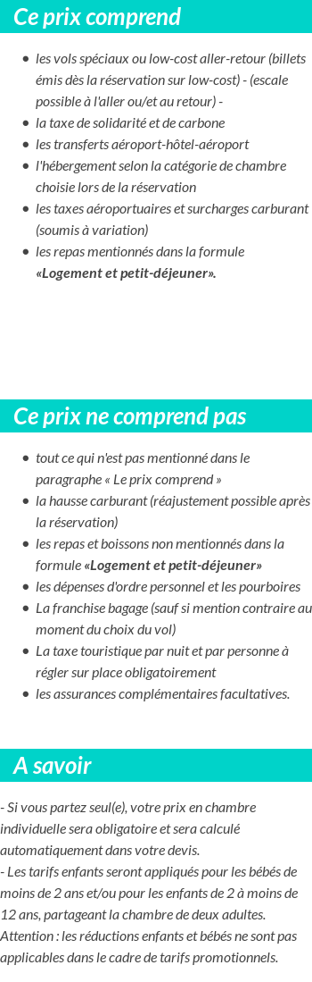Conditions tarifaires