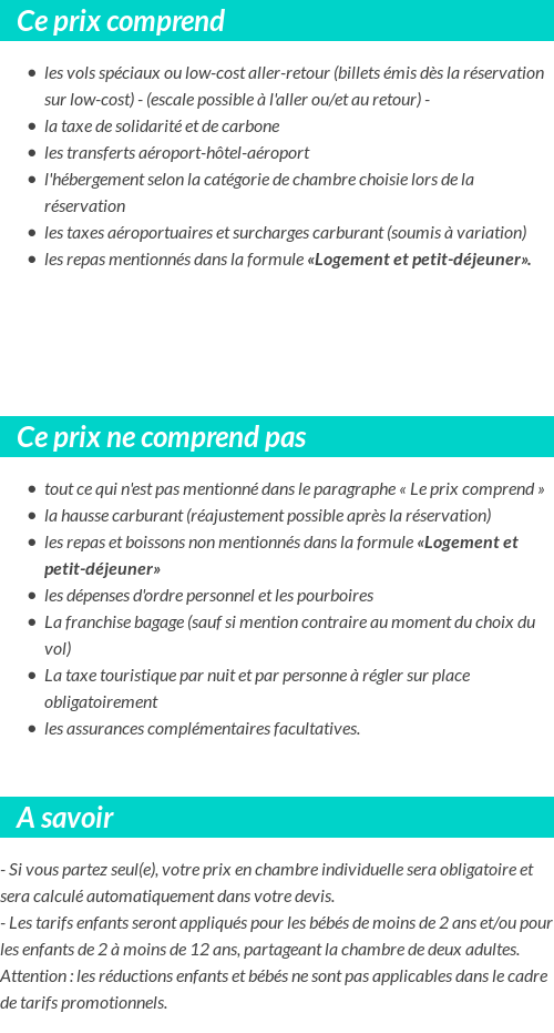 Conditions tarifaires