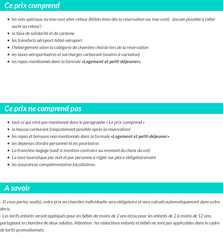 Conditions tarifaires