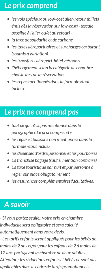 Conditions tarifaires