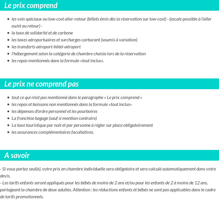 Conditions tarifaires