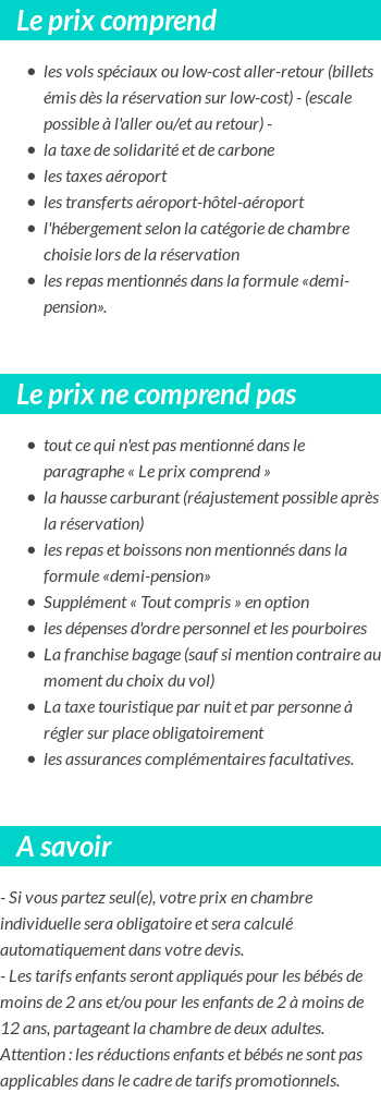 Conditions tarifaires