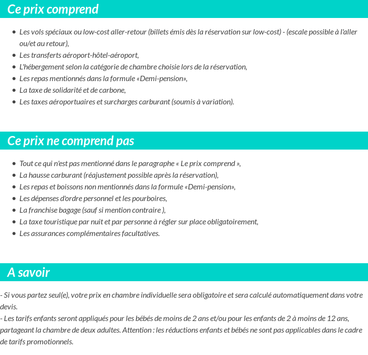 Conditions tarifaires