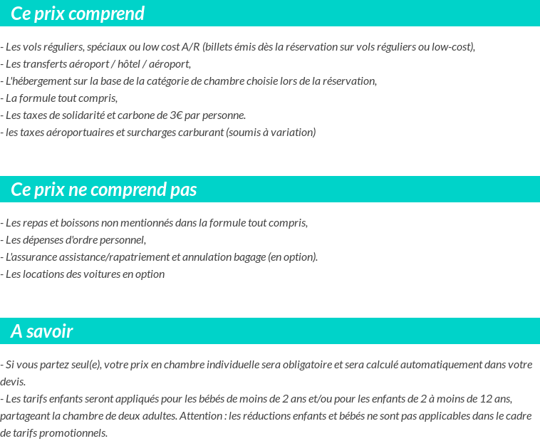 Conditions tarifaires
