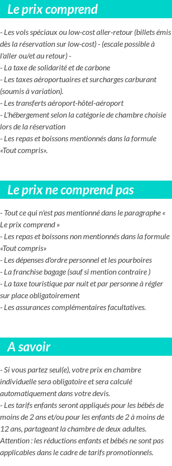 Conditions tarifaires