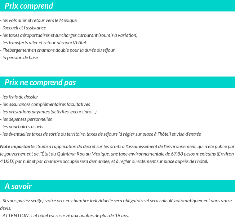 Conditions tarifaires